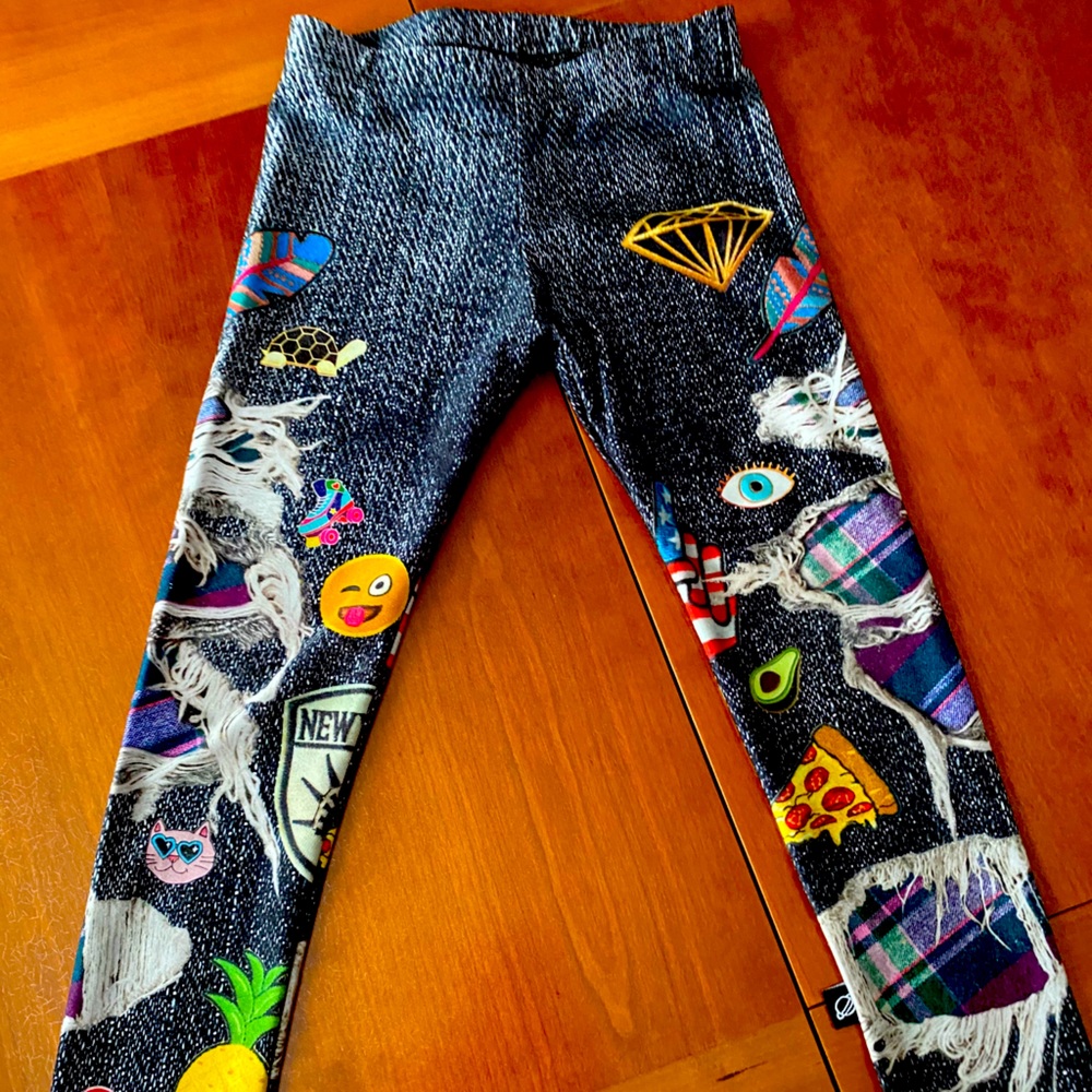 Terez Little Girls Leggings - Unicorn Emoji